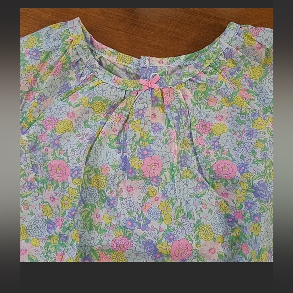 Carters pastel floral lightweight minimalist top with pink bow size 18M - Picture 9 of 11